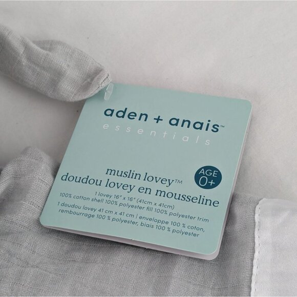 Aden+Anais Bunny Rabbit Lovey Gray Muslin Baby Security Blanket Satin Trim NWT - Picture 7 of 7